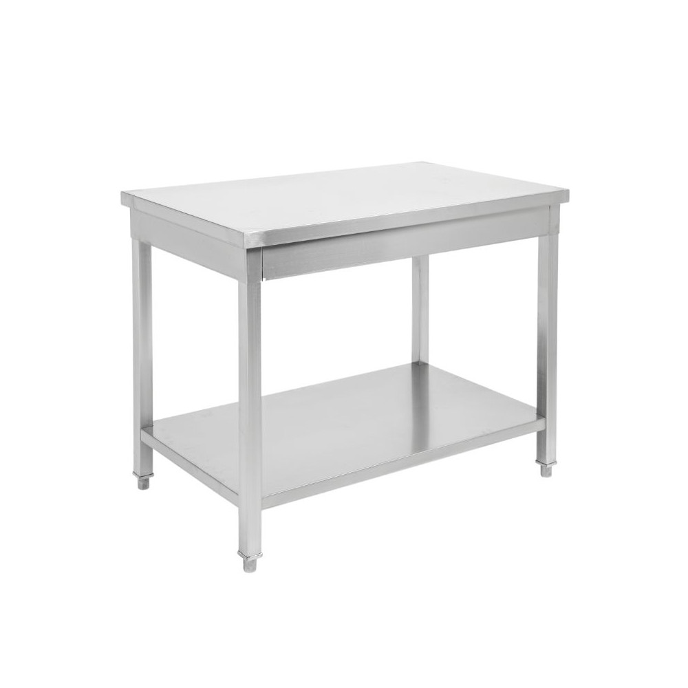 Table Inox Centrale avec Etagère - 1000 x 600 mm