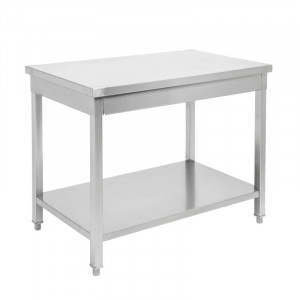 Table Inox Centrale avec Etagère - 600 x 600 mm