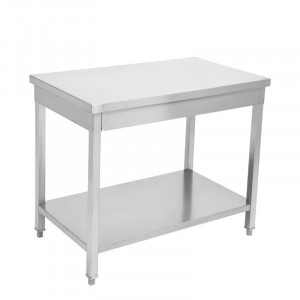 Table Inox Centrale avec Etagère - 600 x 600 mm