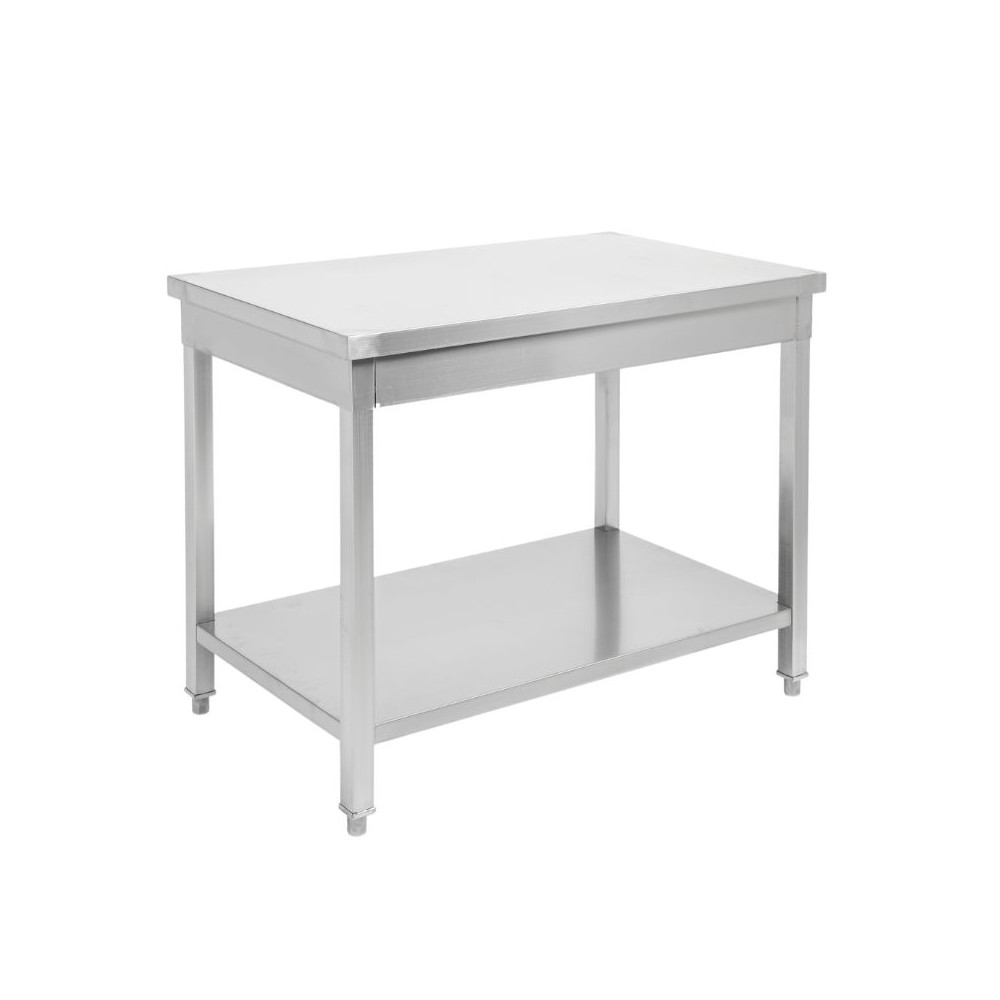 Table Inox Centrale avec Etagère - 800 x 600 mm