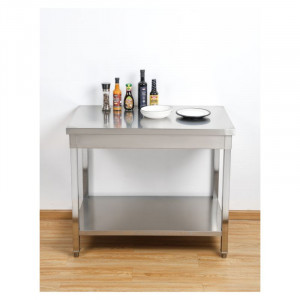 Table Inox Centrale avec Etagère - 800 x 600 mm