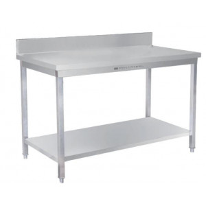 Table Inox avec Dosseret et Etagère - 1200 x 600 mm