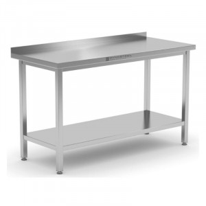 Table Inox avec Dosseret et Etagère - 600 x 600 mm